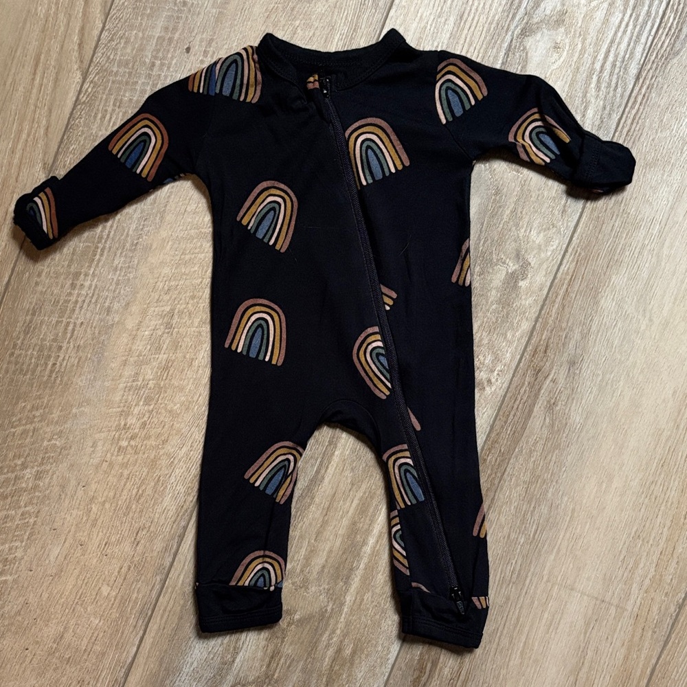 Kyte BABY Black One Piece with Rainbow Design